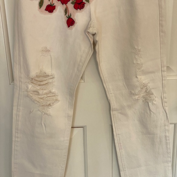 Levi's Wedgie Straight custom Embellished Jeans White one of a kind 33905 - Picture 5 of 16